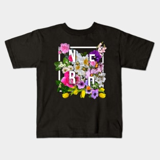 Nerd In Flower Frame Kids T-Shirt